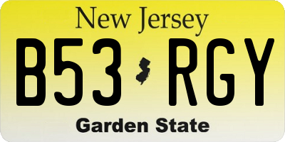 NJ license plate B53RGY