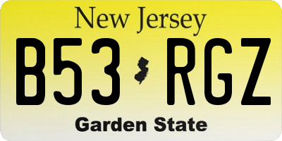 NJ license plate B53RGZ