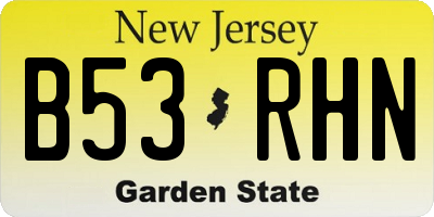 NJ license plate B53RHN