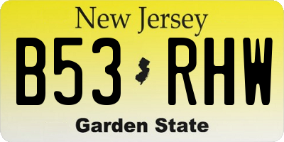 NJ license plate B53RHW