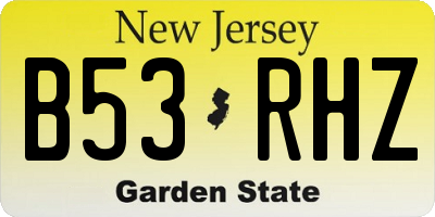 NJ license plate B53RHZ