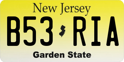 NJ license plate B53RIA