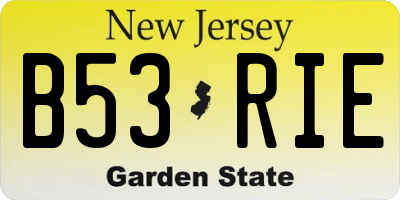 NJ license plate B53RIE