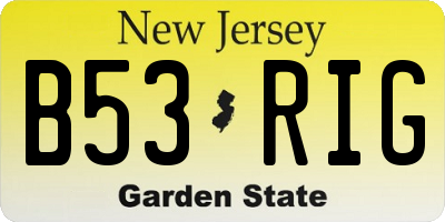 NJ license plate B53RIG
