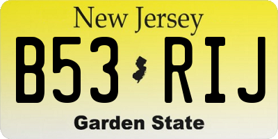 NJ license plate B53RIJ