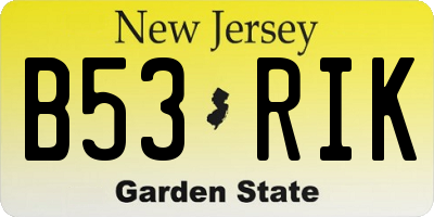 NJ license plate B53RIK