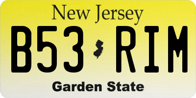 NJ license plate B53RIM
