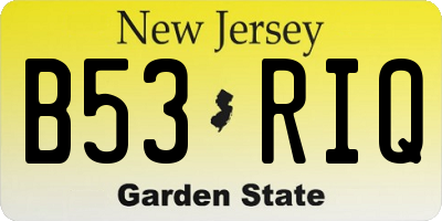 NJ license plate B53RIQ