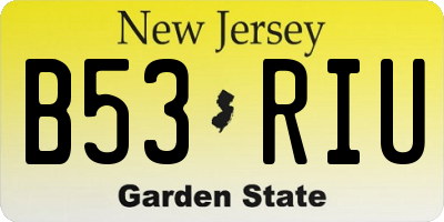 NJ license plate B53RIU