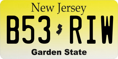 NJ license plate B53RIW