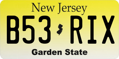 NJ license plate B53RIX