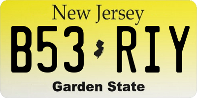 NJ license plate B53RIY