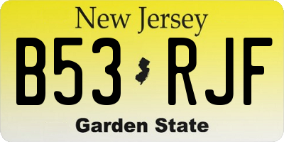 NJ license plate B53RJF