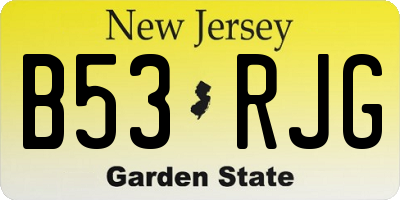 NJ license plate B53RJG