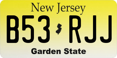 NJ license plate B53RJJ