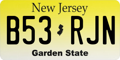 NJ license plate B53RJN
