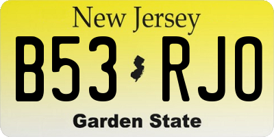 NJ license plate B53RJO