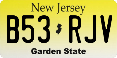 NJ license plate B53RJV
