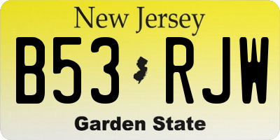 NJ license plate B53RJW