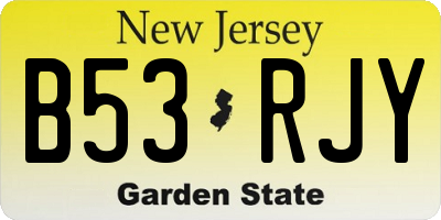 NJ license plate B53RJY