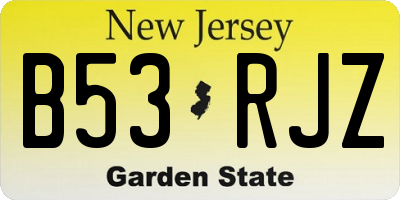 NJ license plate B53RJZ