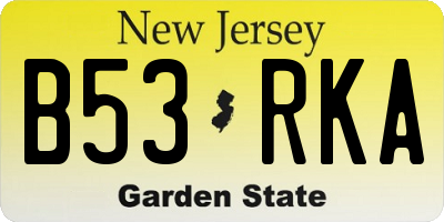 NJ license plate B53RKA