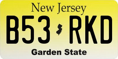 NJ license plate B53RKD