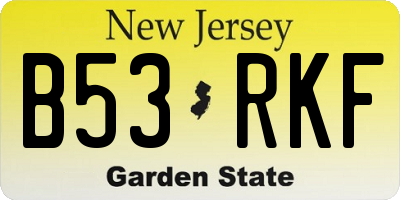 NJ license plate B53RKF