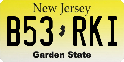 NJ license plate B53RKI