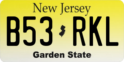 NJ license plate B53RKL