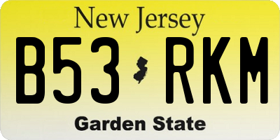 NJ license plate B53RKM