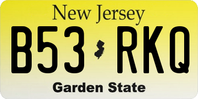 NJ license plate B53RKQ
