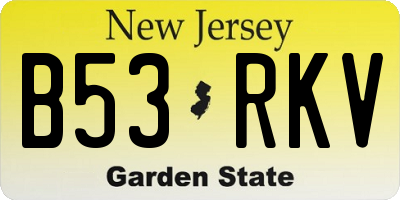 NJ license plate B53RKV