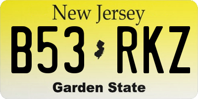 NJ license plate B53RKZ