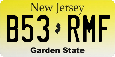 NJ license plate B53RMF