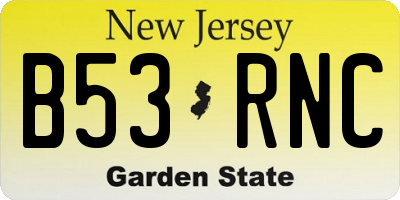 NJ license plate B53RNC