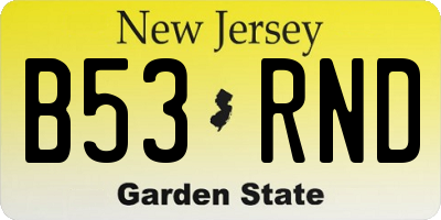 NJ license plate B53RND