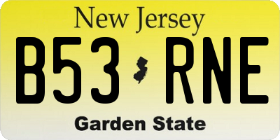 NJ license plate B53RNE