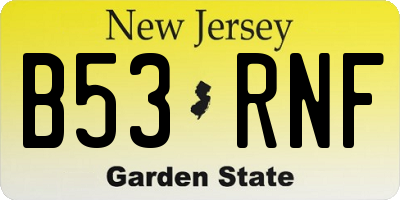 NJ license plate B53RNF