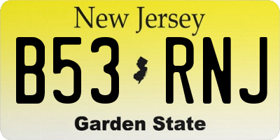NJ license plate B53RNJ