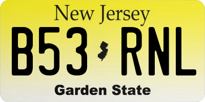 NJ license plate B53RNL