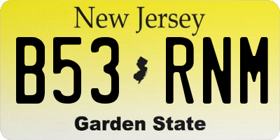 NJ license plate B53RNM