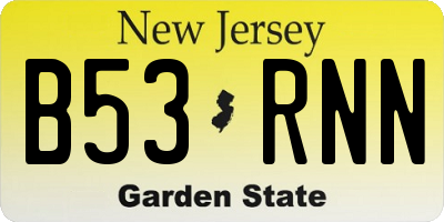 NJ license plate B53RNN