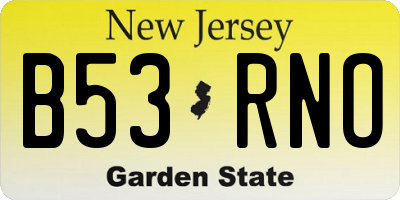 NJ license plate B53RNO