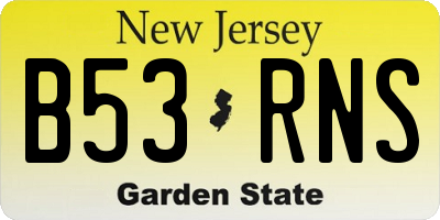 NJ license plate B53RNS