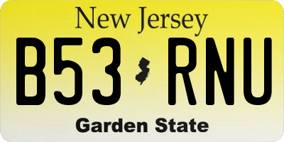 NJ license plate B53RNU