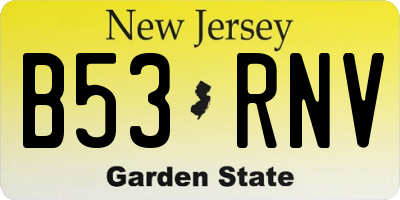 NJ license plate B53RNV