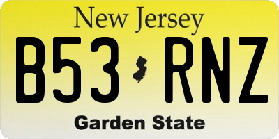 NJ license plate B53RNZ