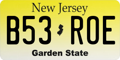 NJ license plate B53ROE