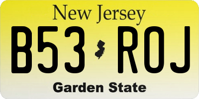 NJ license plate B53ROJ